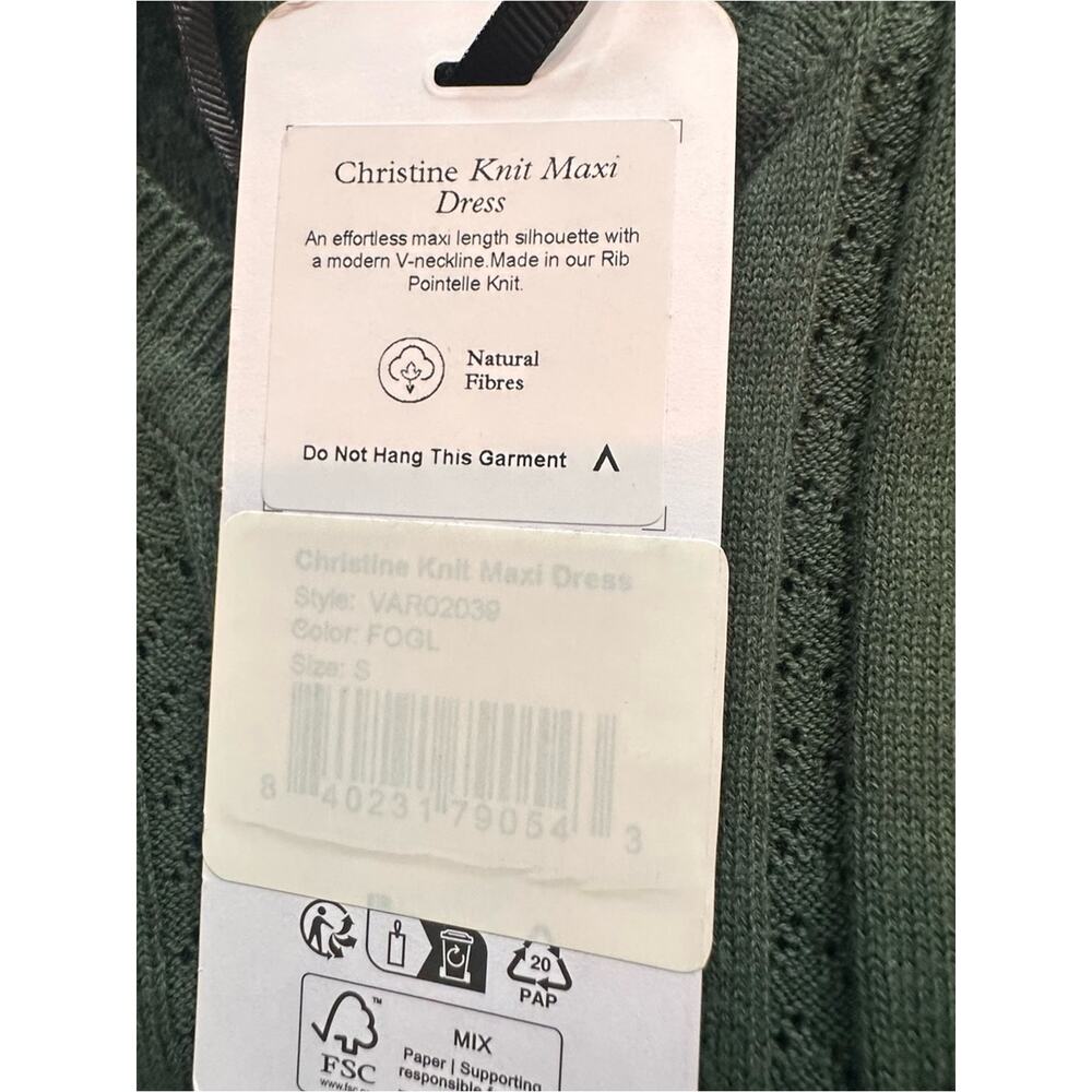 Varley Christine Knit Maxi Dress Green Small NWT Forest Glade Stretch Casual - Picture 12 of 16